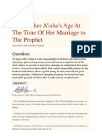 Our Mother A'isha's Age at The Time of Her Marriage To The Prophet