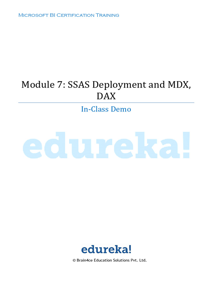 Module 7 SSAS Deployment and MDX, DAX 1 | PDF | Microsoft Sql Server ...