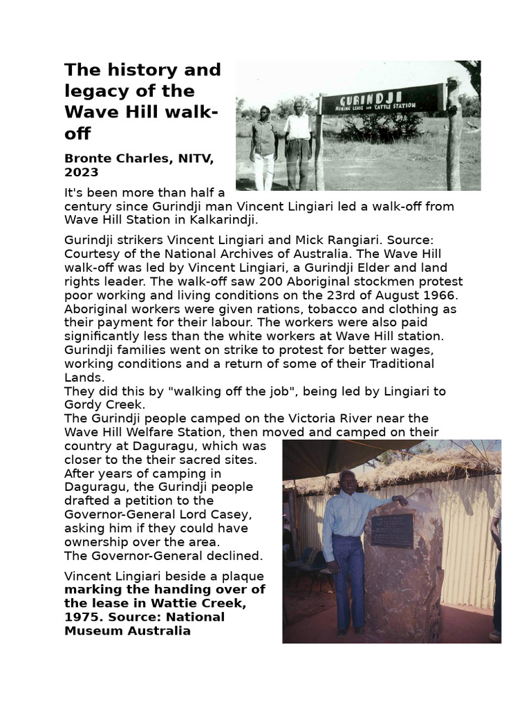 The history and legacy of the Wave Hill walk | PDF | Indigenous Peoples ...