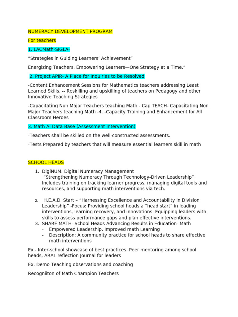 Comprehensive Math Education Framework | PDF | Learning | Mathematics
