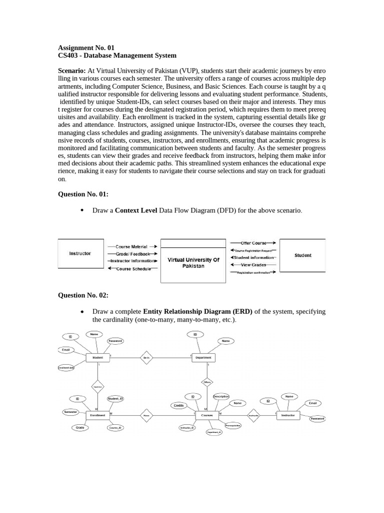 CS403 Assignment: DFD and ERD Tasks | PDF