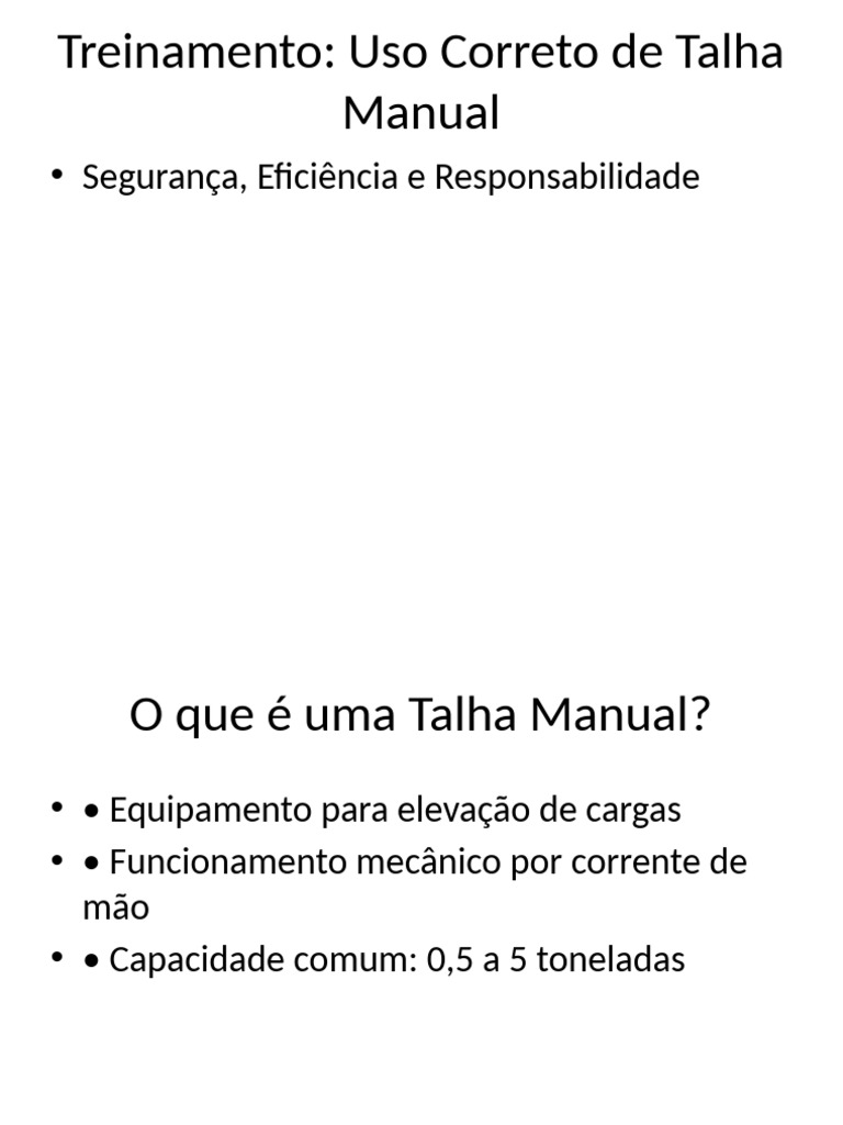 Treinamento em Uso de Talha Manual | PDF