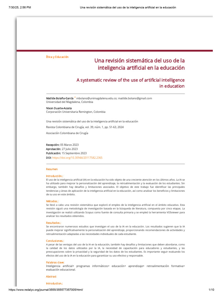 Uso de IA en Educación: Revisión Sistemática | PDF | Inteligencia ...