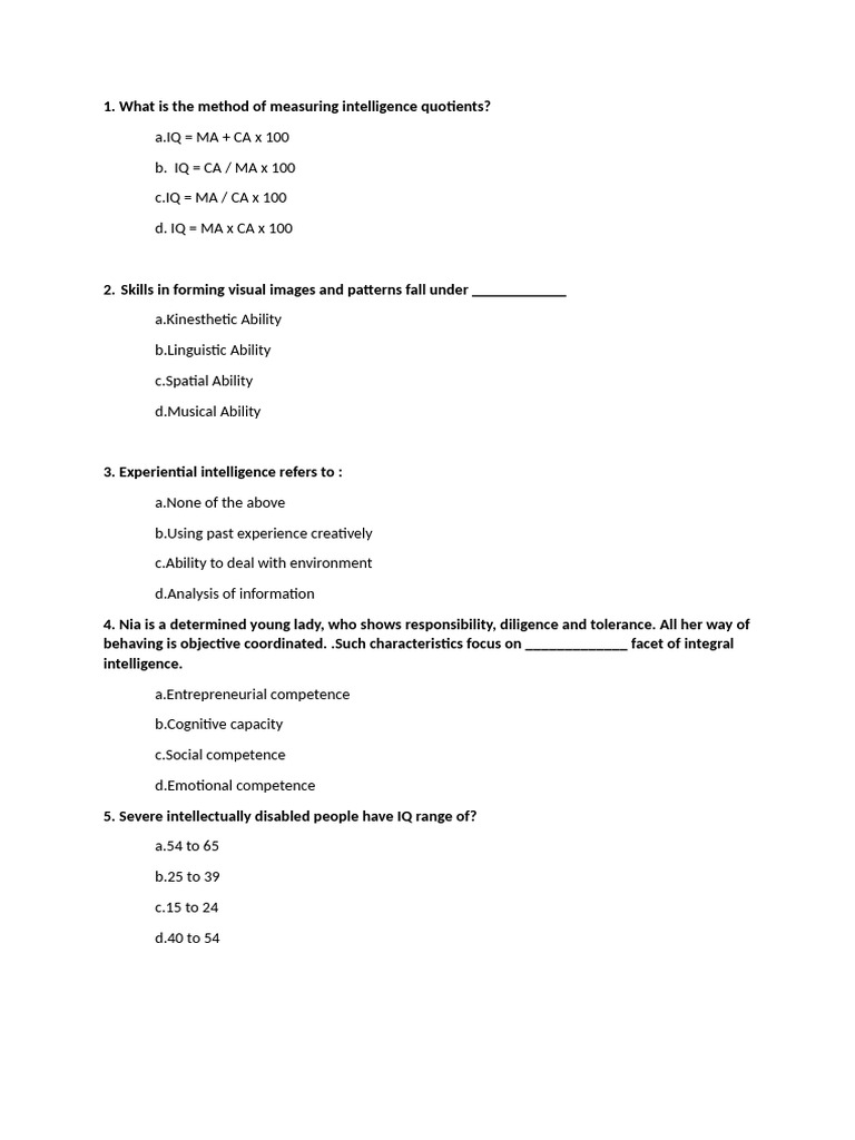 Class 12th Second Test-Chapter1,2,3 | PDF | Intelligence | Intelligence ...
