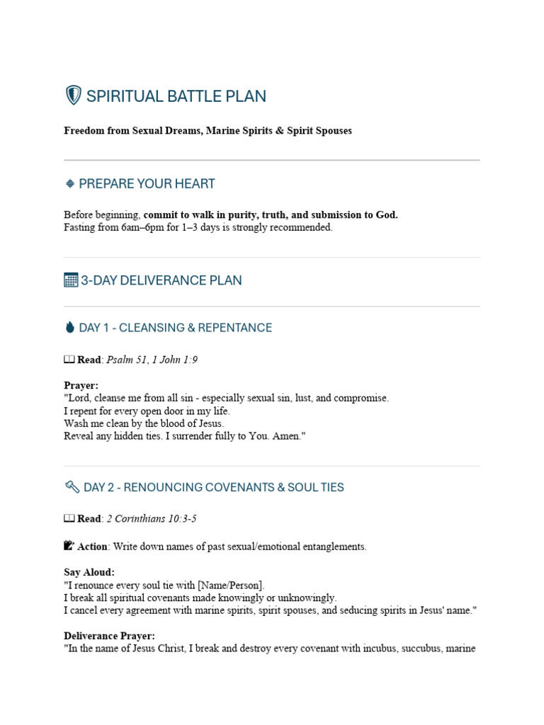 Spiritual Battle Plan for Deliverance | PDF