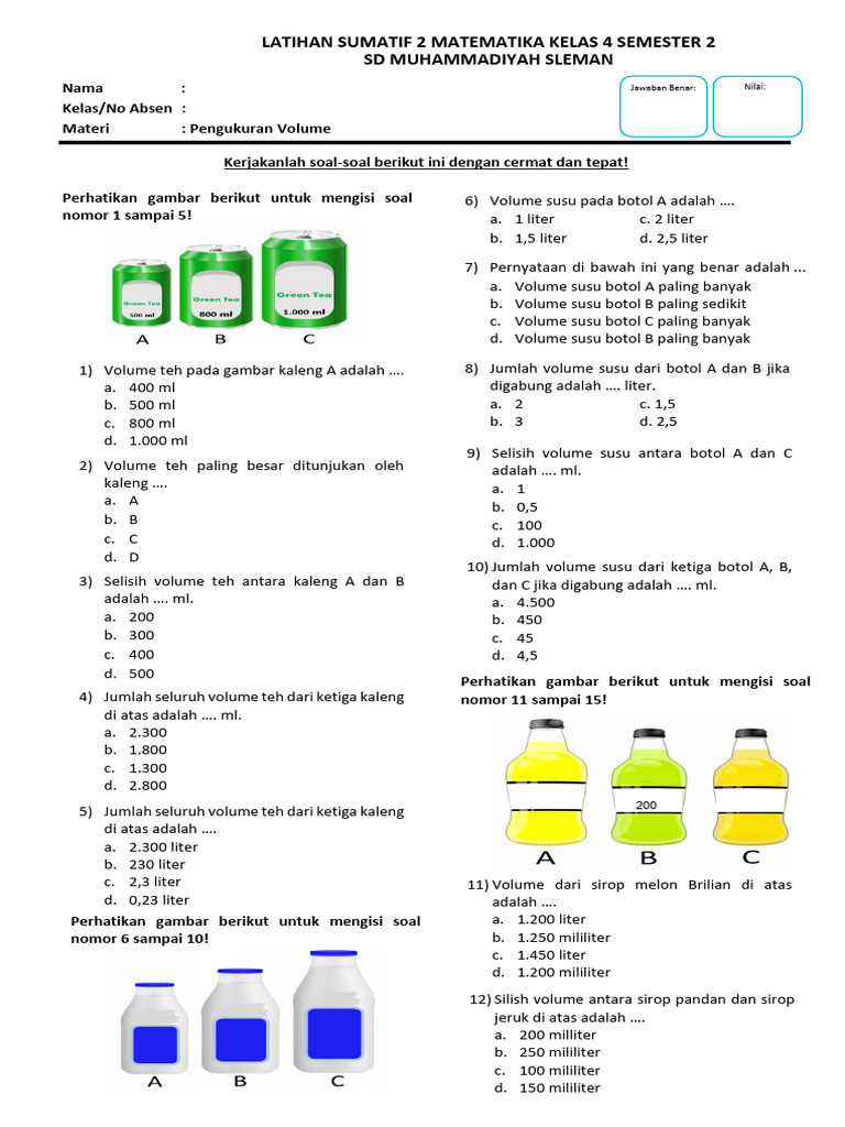 Soal Volume untuk Kelas 4 SD | PDF
