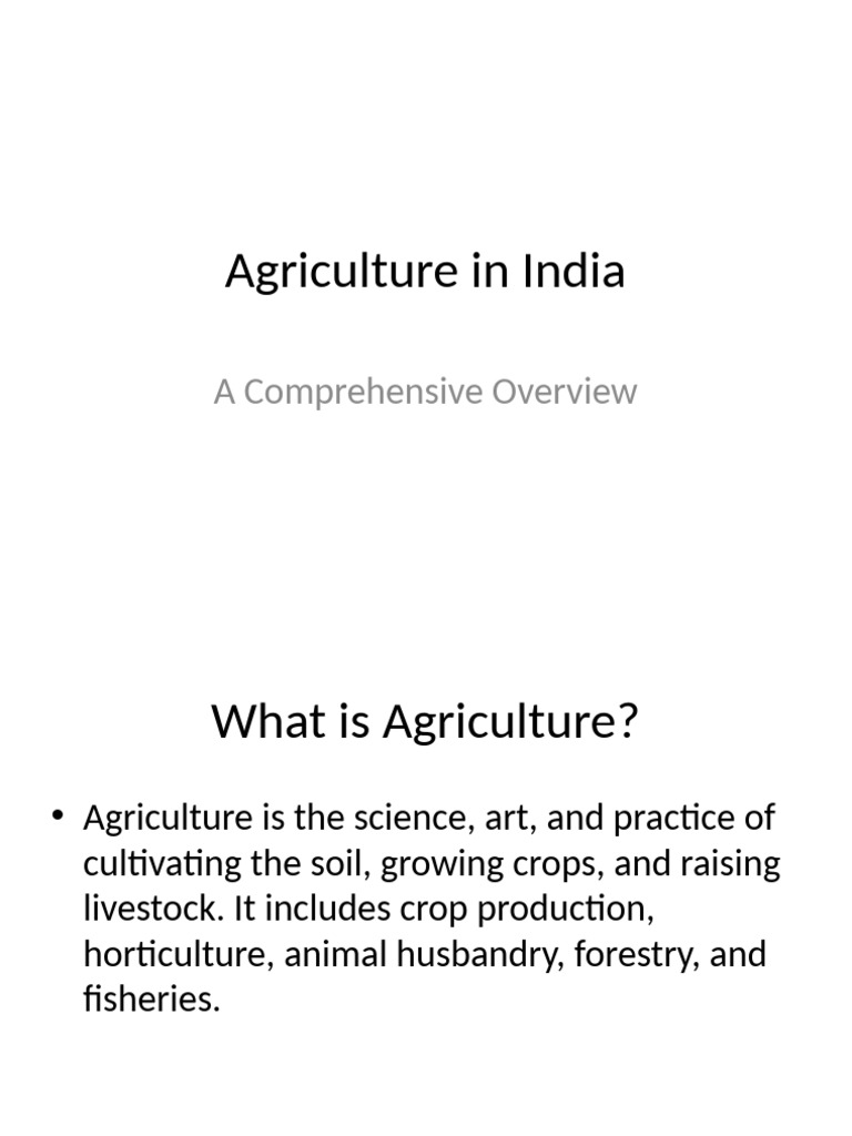 Overview of Indian Agriculture | PDF