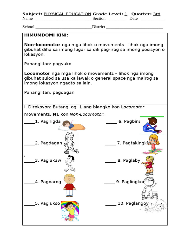 P.E Q3 Worksheet | PDF