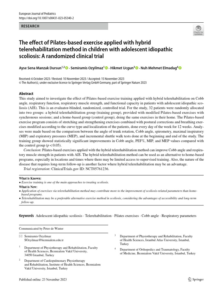 The Effect of Pilates-Based Exercise | PDF | Diseases And Disorders ...