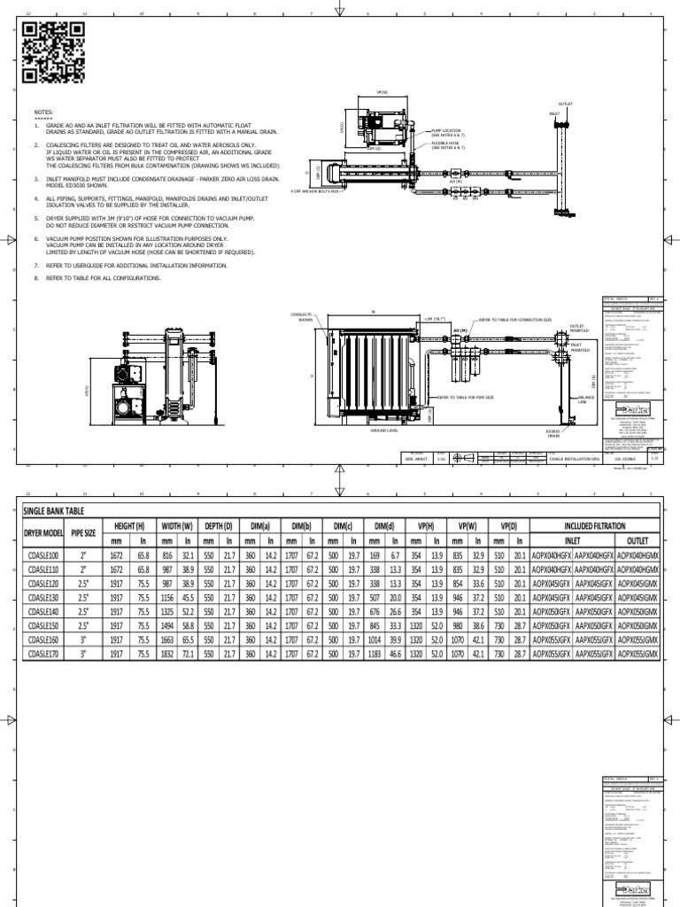 CDASLE Installation Drawing & Tolerances | PDF | Pump | Filtration