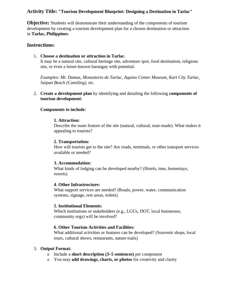Tarlac Tourism Development Plan | PDF