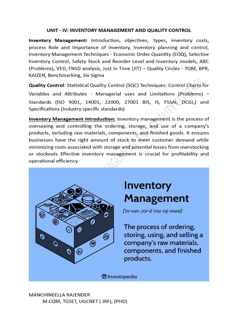 Inventory Management & Quality Control Guide | PDF | Inventory | Six Sigma