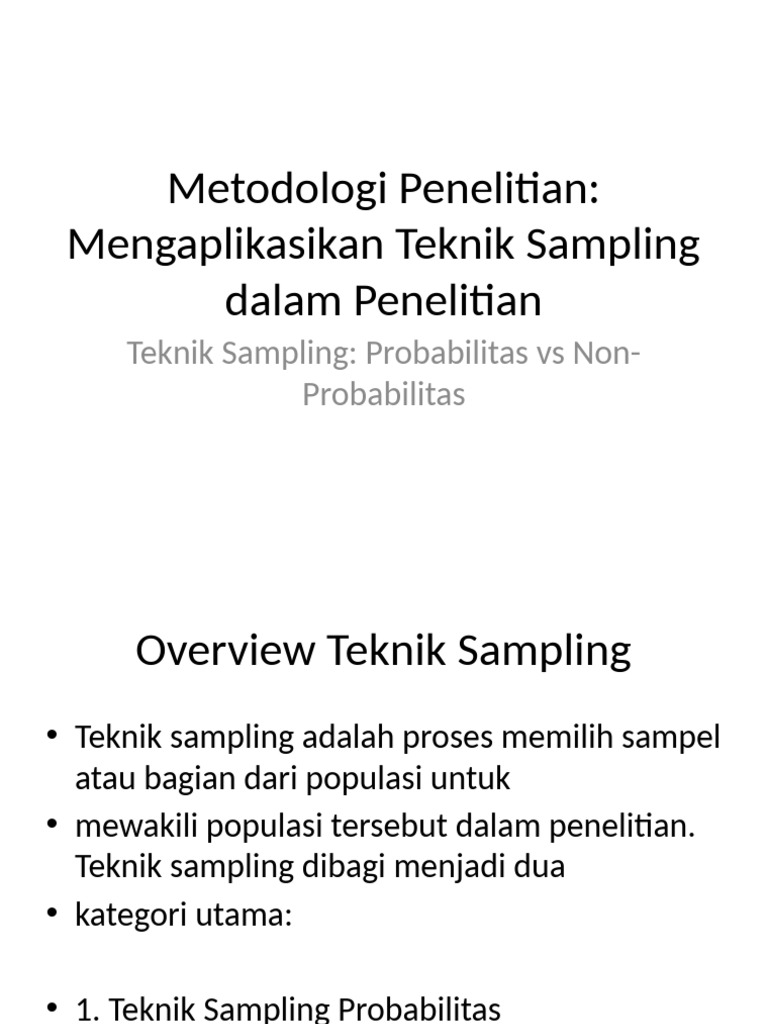 Teknik Sampling dalam Penelitian: Panduan Lengkap | PDF