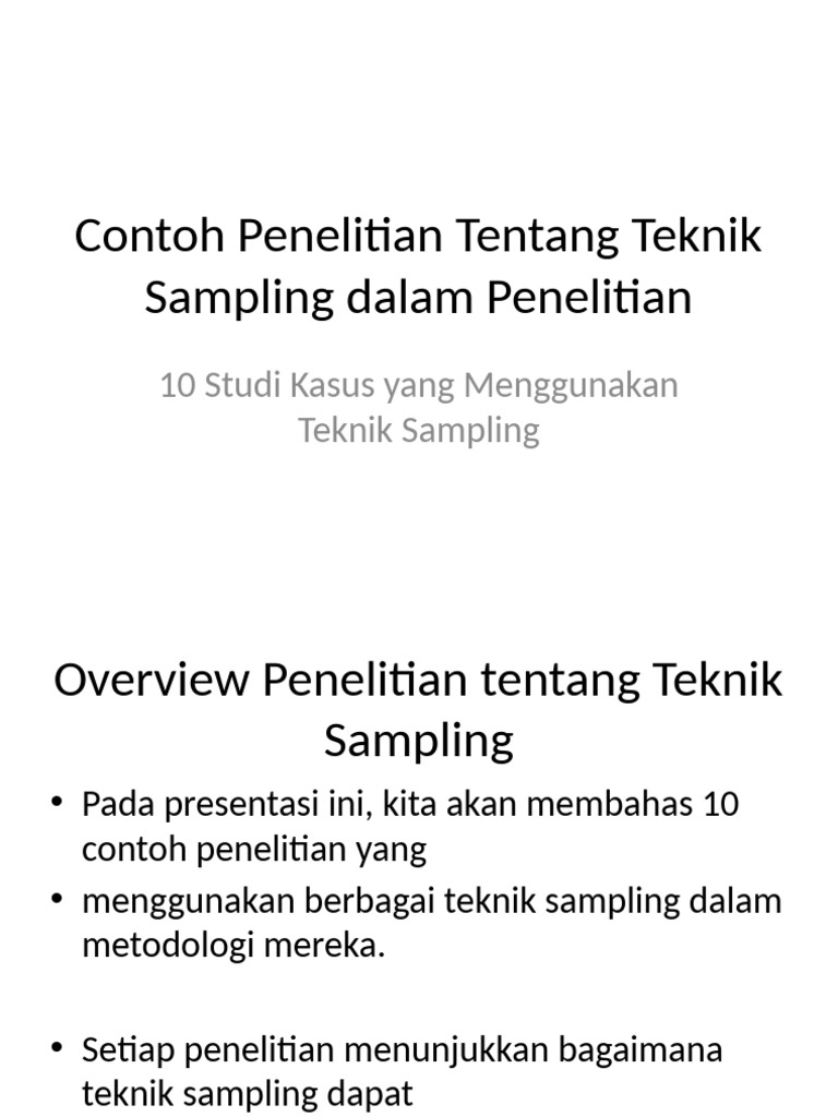 Contoh Penelitian Teknik Sampling | PDF