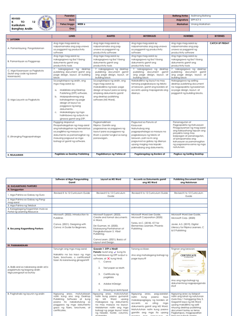 Epp Ict 5 DLL Q1 W6 | PDF