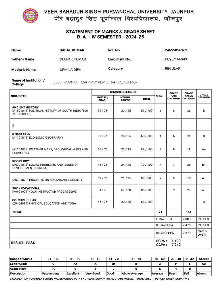 .In Home ViewStudentResultNew Year IV&ENROL NO 24655056162&ID 696326 | PDF
