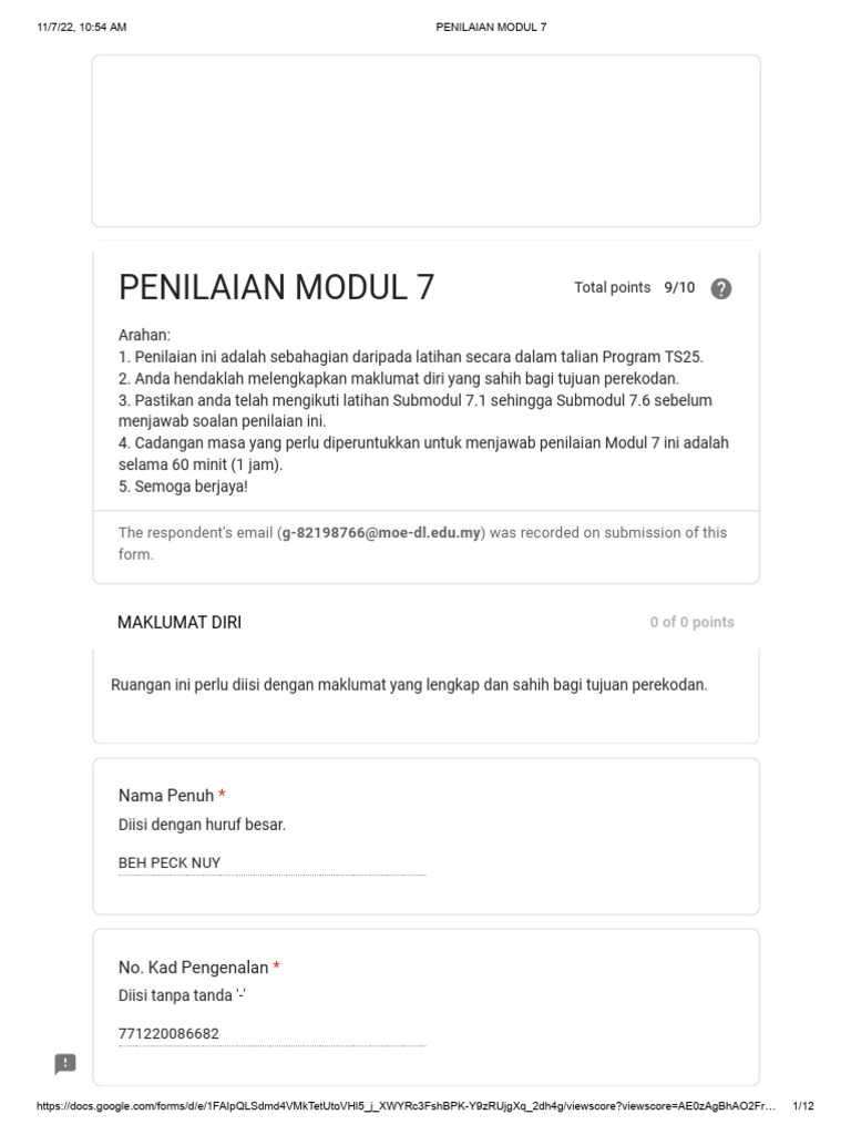 Jawapan Kuiz Modul 7 | PDF