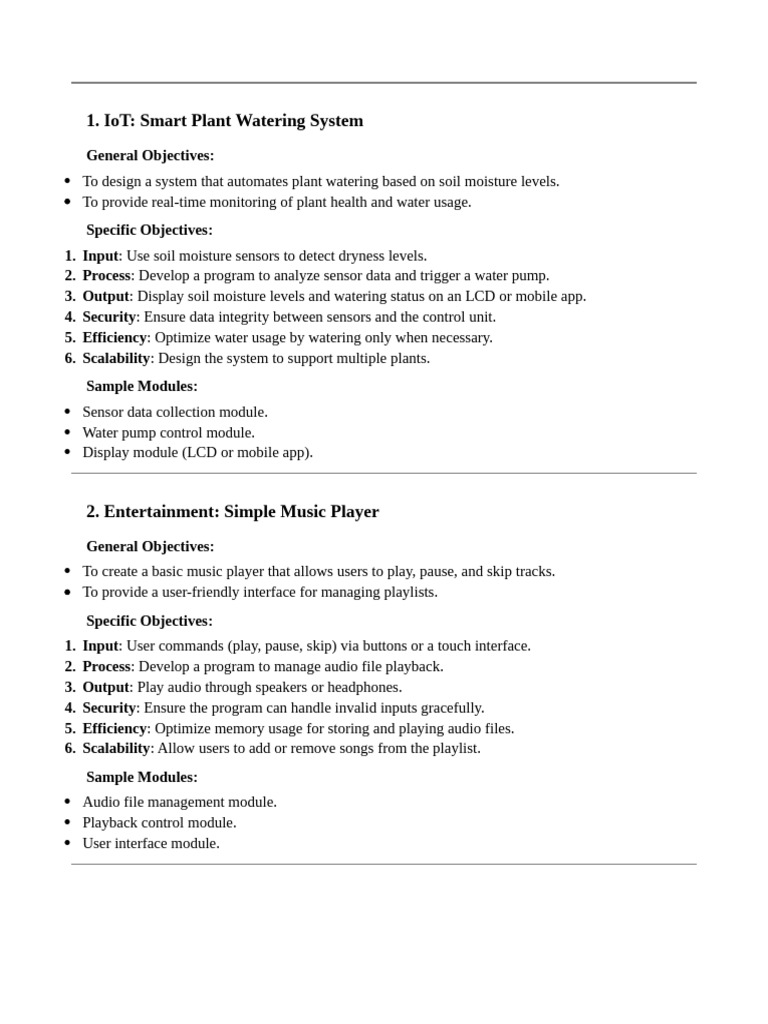 Capstone Topics With Objectives and Modules | PDF | Real Time Computing ...
