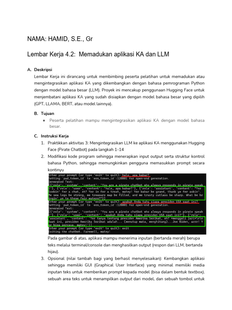 Integrasi Aplikasi KA dan LLM dengan Python | PDF