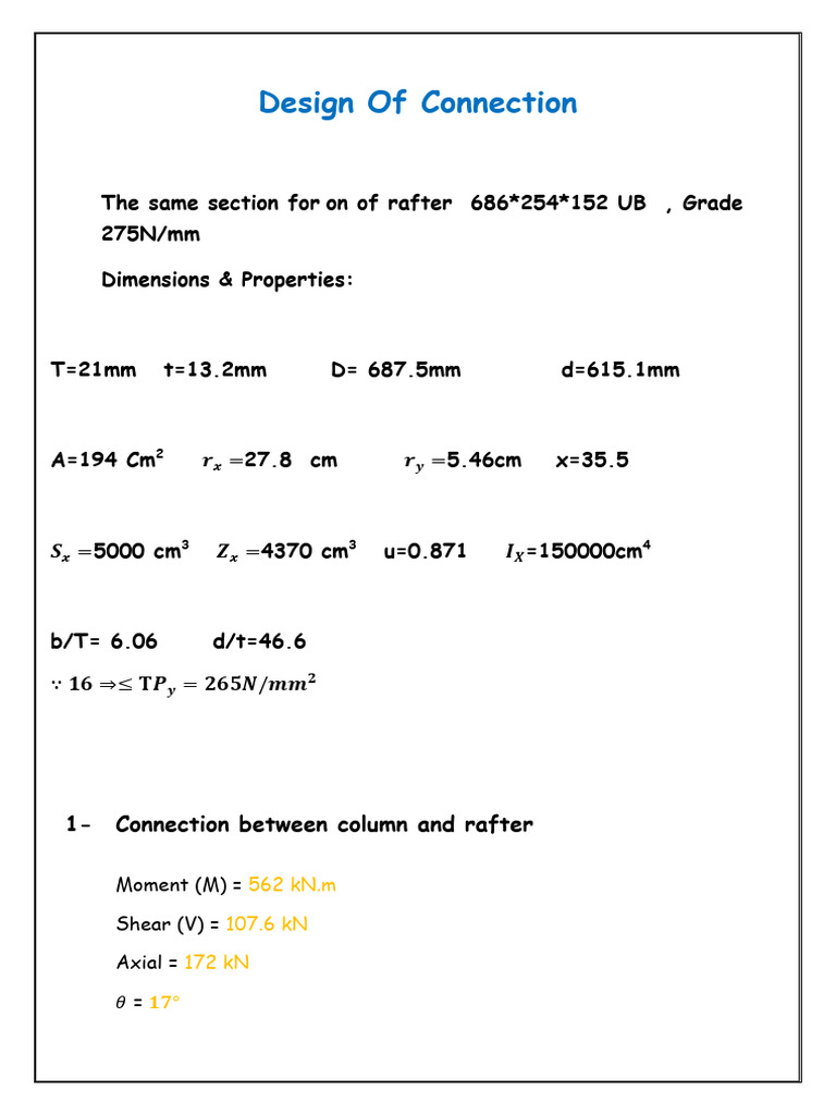 Connection Design for Rafter and Column | PDF | Mechanical Engineering ...