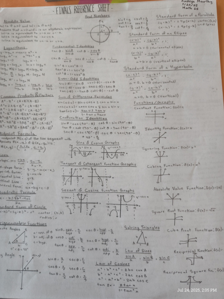 Formulas Pages For Final Exam | PDF
