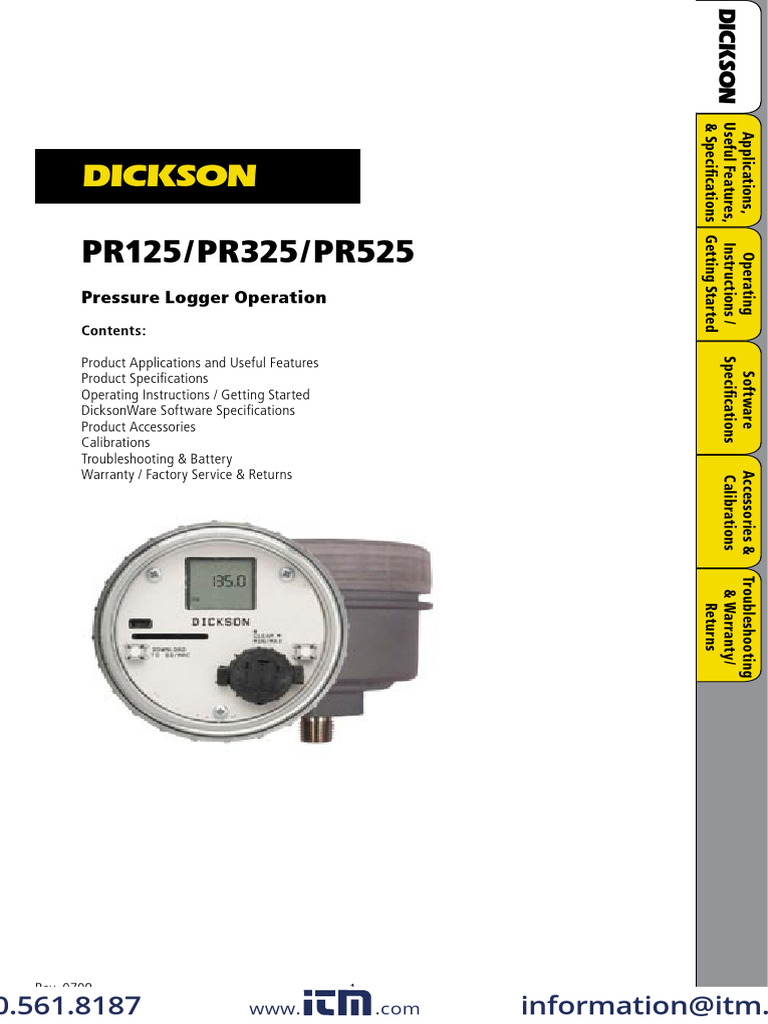 Dickson PR125 Pressure Logger Guide | PDF | Calibration | Usb