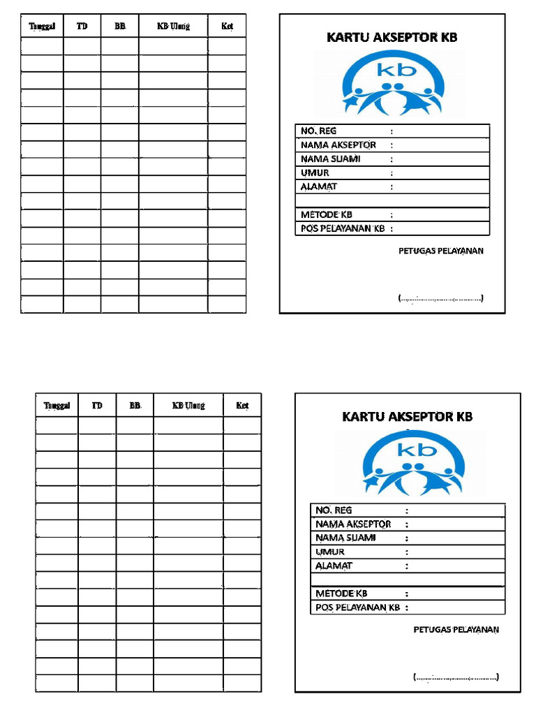Contoh Kartu KB | PDF