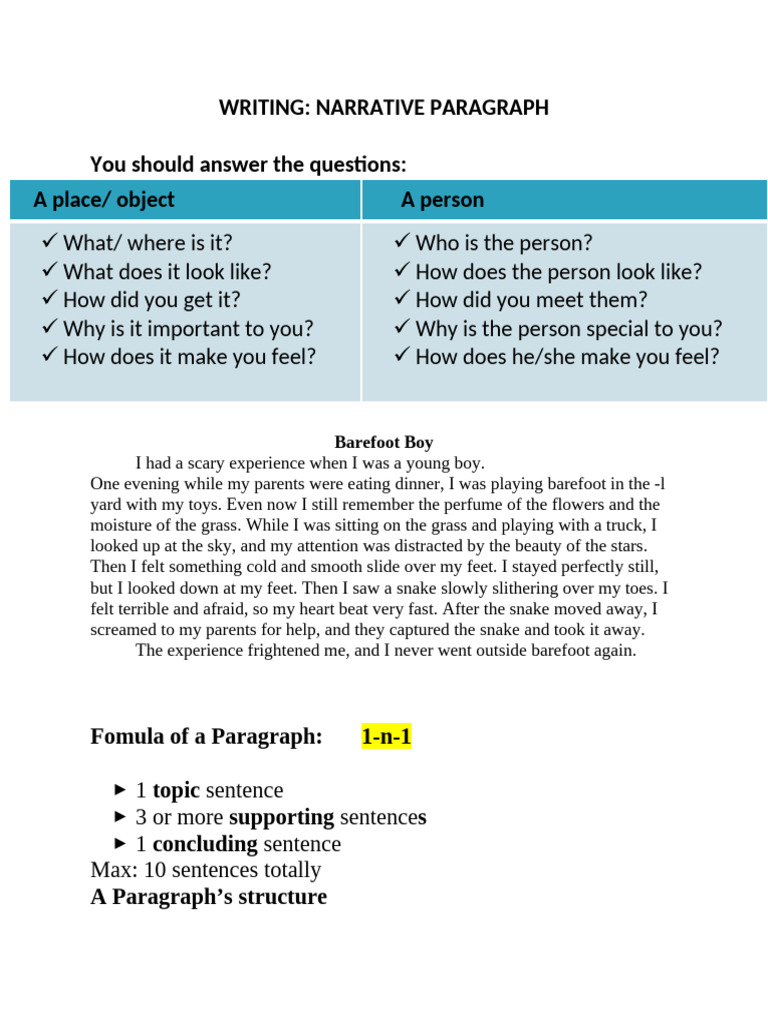 Writing Narative Paragraph | PDF
