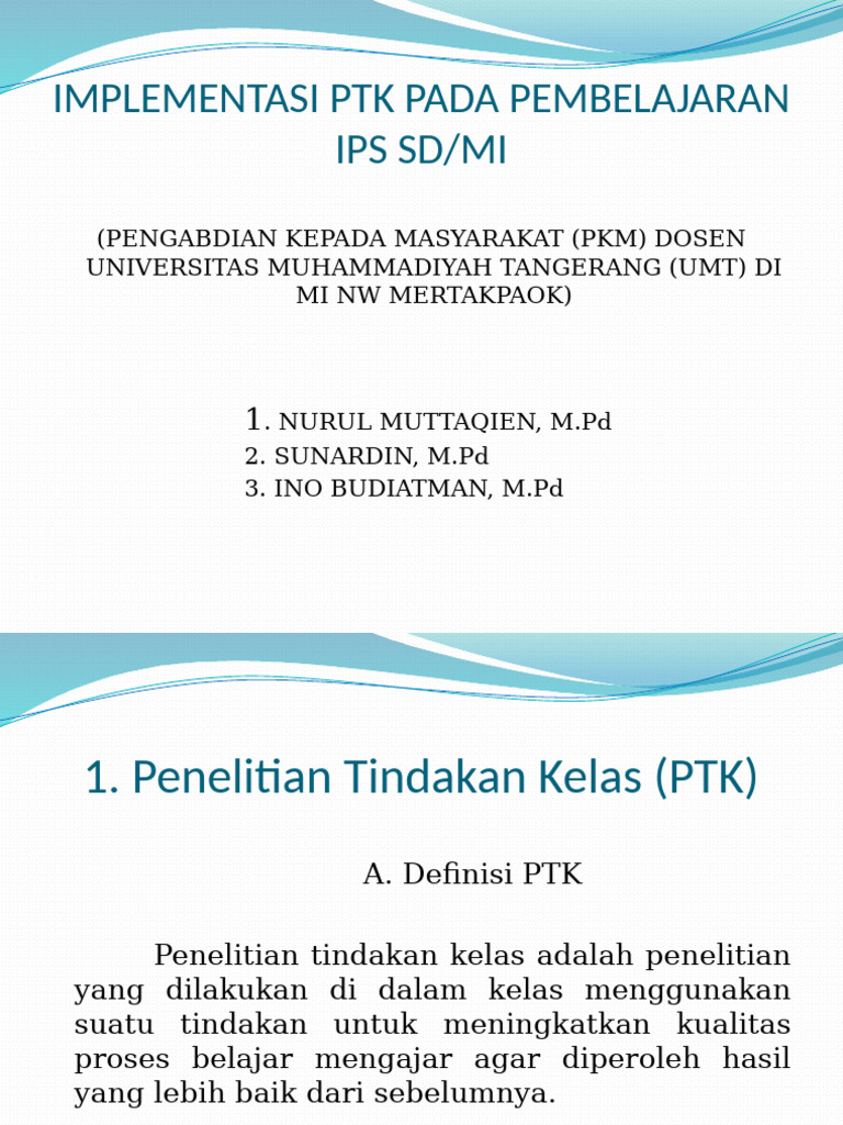 Penerapan PTK dalam Pembelajaran IPS SD | PDF