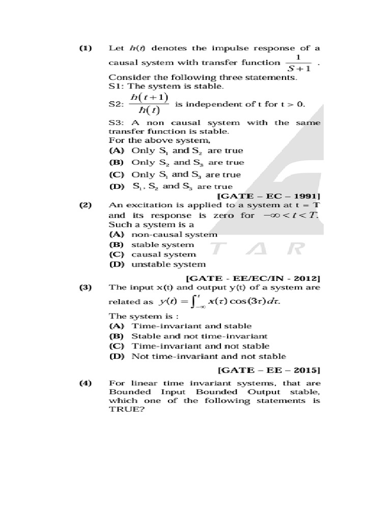 GATE-signals and Systems Questions With Answers | PDF