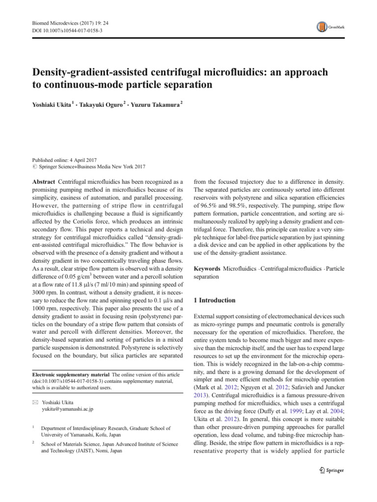 Density-Gradient Centrifugal Microfluidics | PDF | Microfluidics | Flow ...