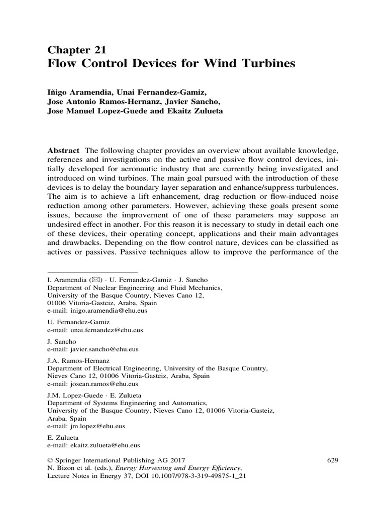 Flow Control Devices in Wind Turbines | PDF | Wind Power | Lift (Force)