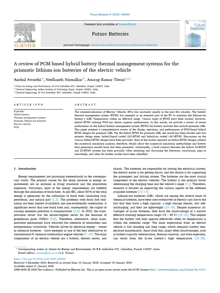 A Review of PCM Based Hybrid Battery Thermal Management Systems For The ...