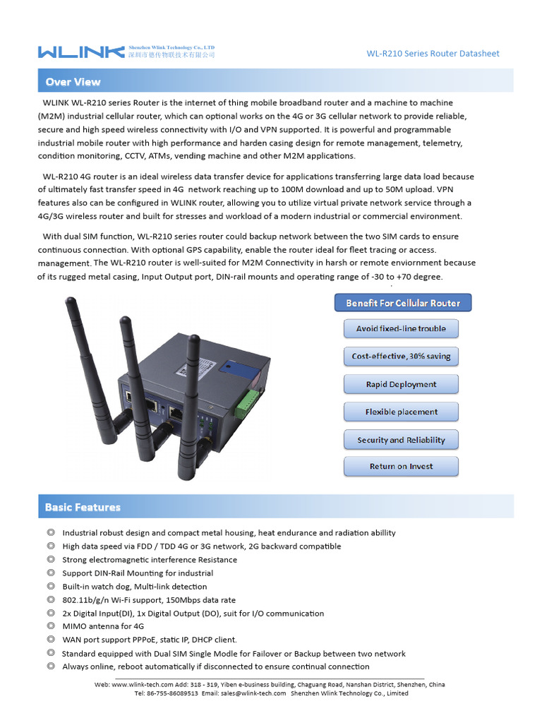 WL-R210 Smart Grid Router Overview | PDF | Wi Fi | 4 G