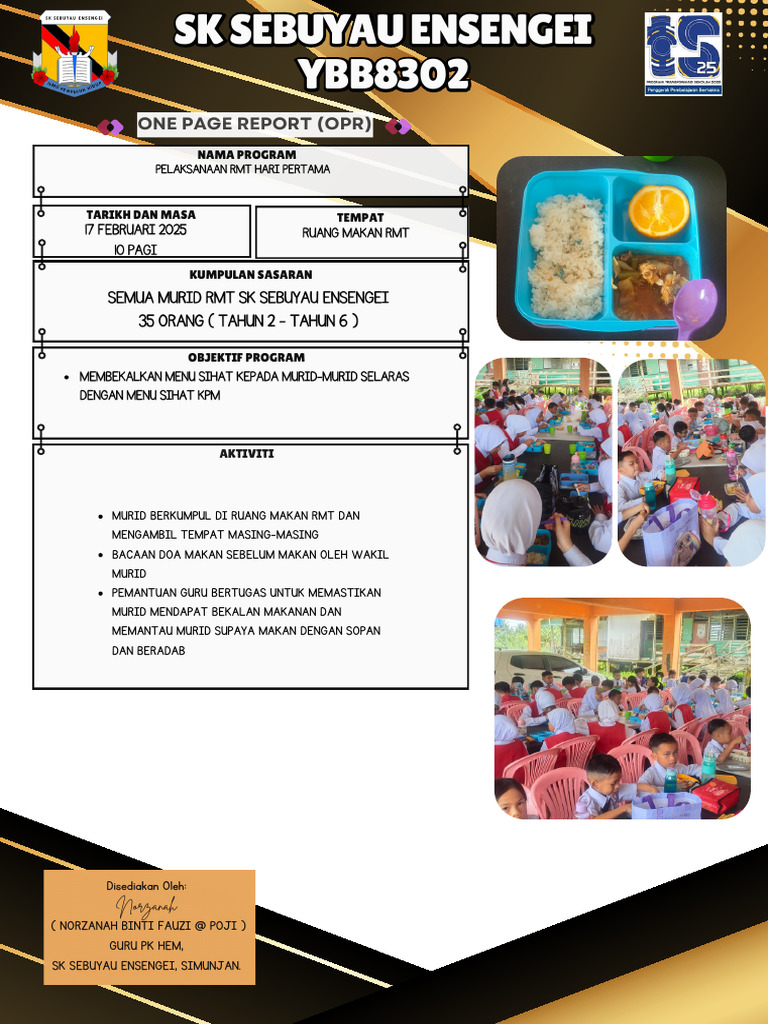 Opr Pelaksanaan RMT Pertama SK Sebuyau Ensengi | PDF