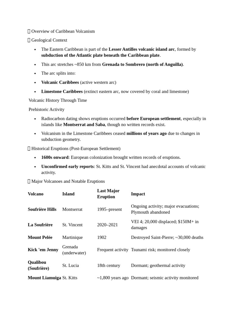 Caribbean Volcanic Activity Overview | PDF | Volcano | Lesser Antilles