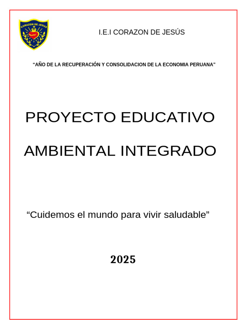 Proyecto Educativo Ambiental 2025 Perú | PDF | Sustentabilidad | Reciclaje