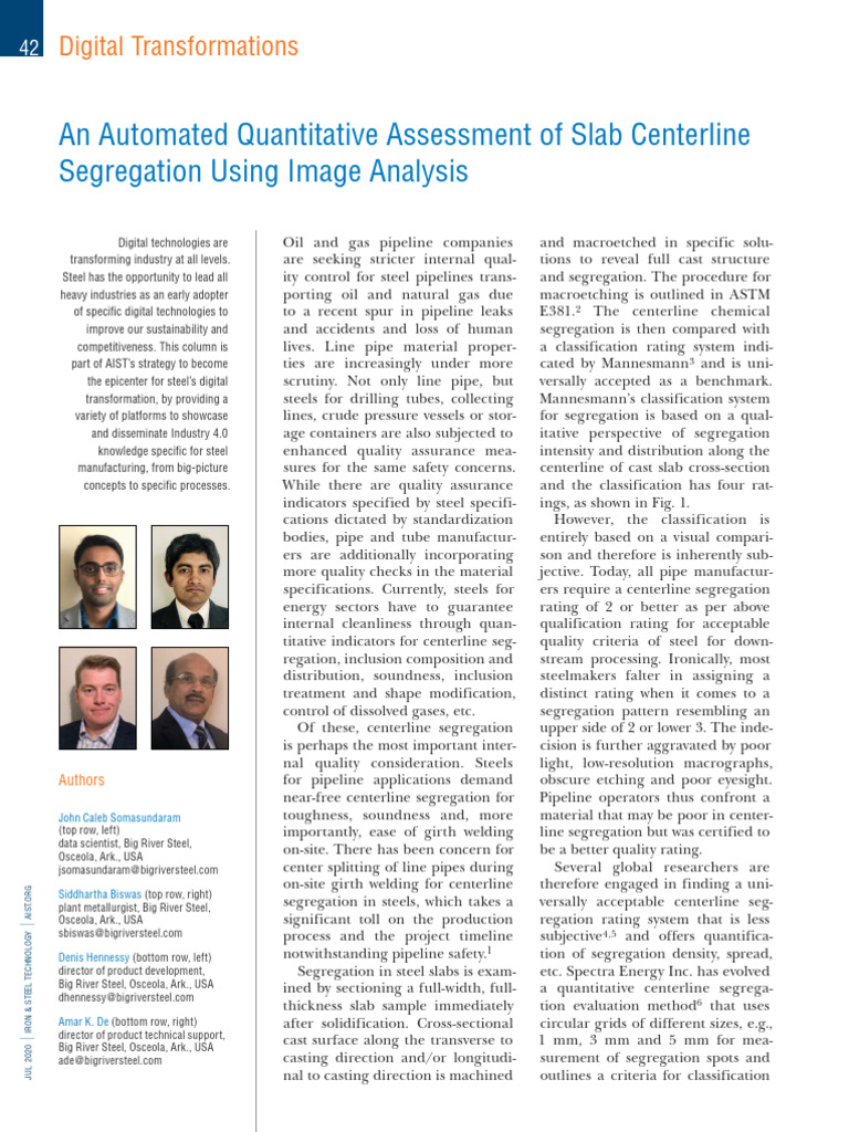 Quantitative Assessment of Centerline Segregation | PDF | Image ...