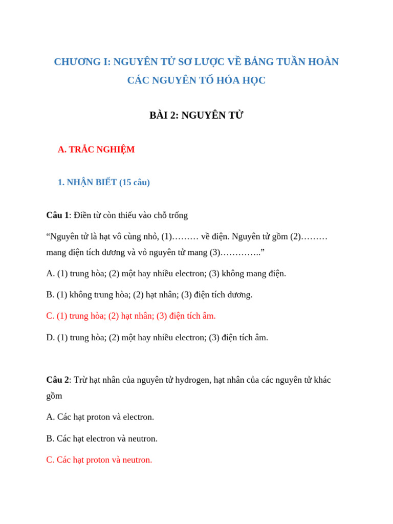 TN Chương 2 KHTN | PDF