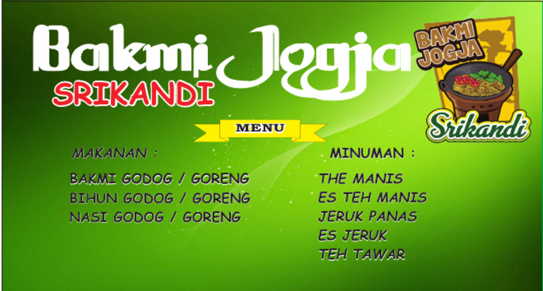 Menu Bakmi | PDF