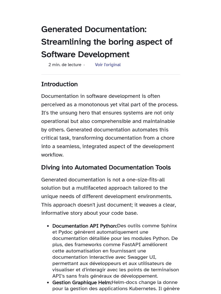 Automatisation de la documentation logicielle | PDF | Informatique ...