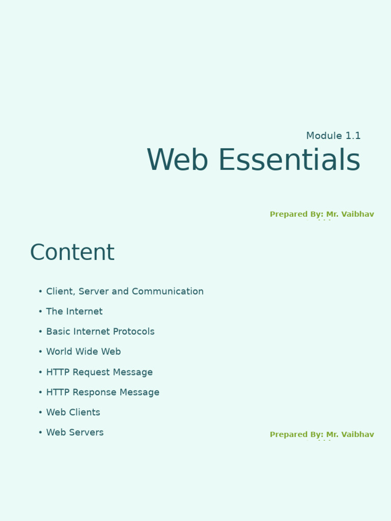 Lect 2 - 3 Web Essentials Part 1 | PDF | Client–Server Model | Internet ...
