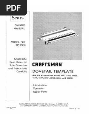 Dovetail Jig 315.25710 | PDF