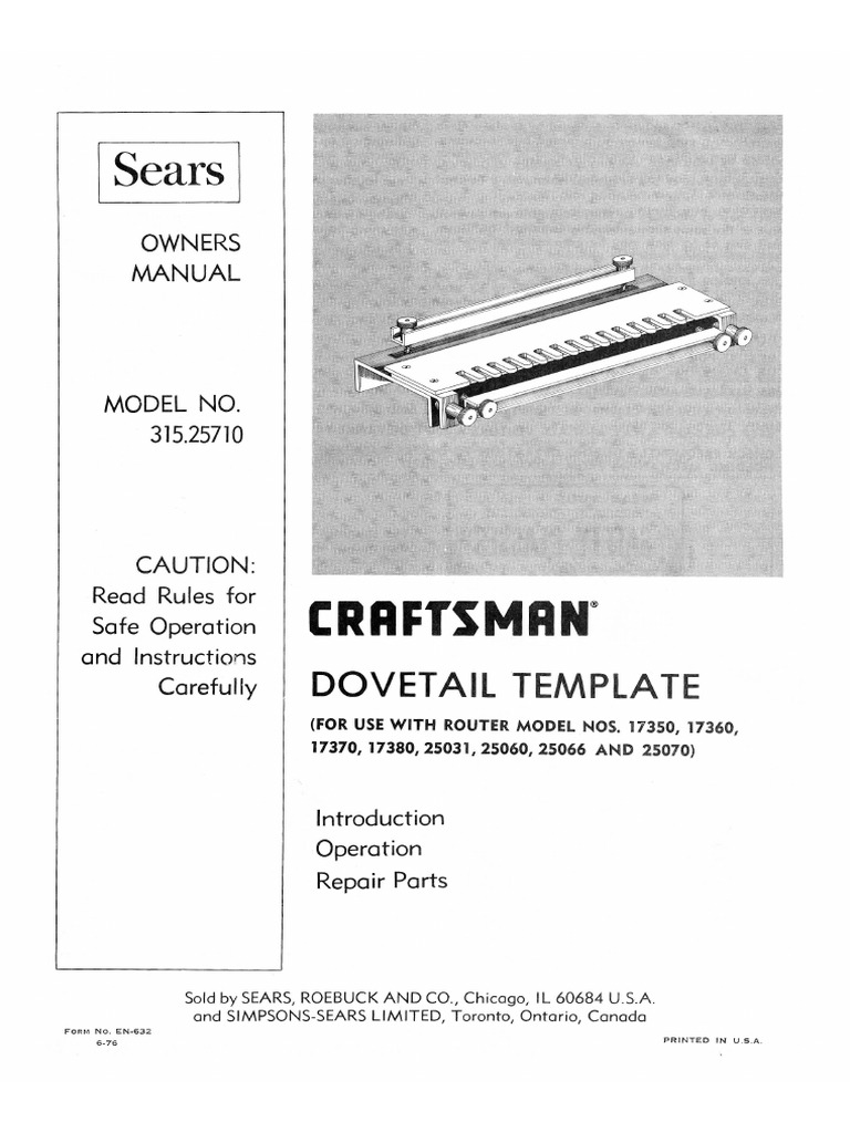 Dovetail Jig 315.25710 | PDF