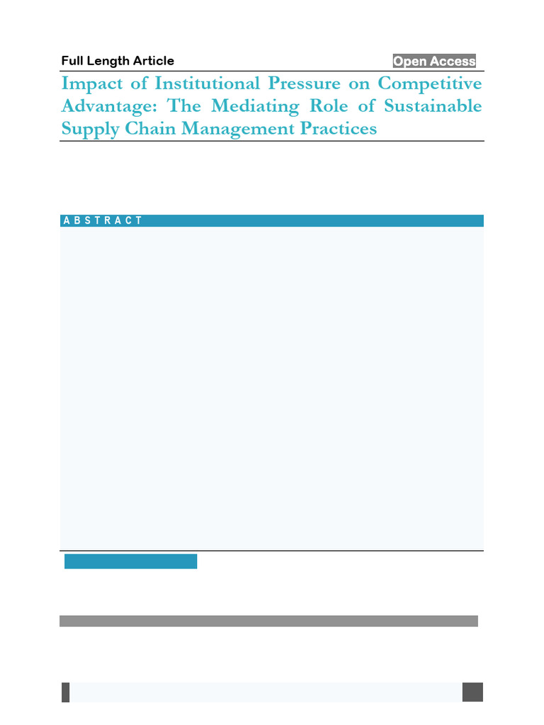 Institutional Pressure & Competitive Advantage | PDF