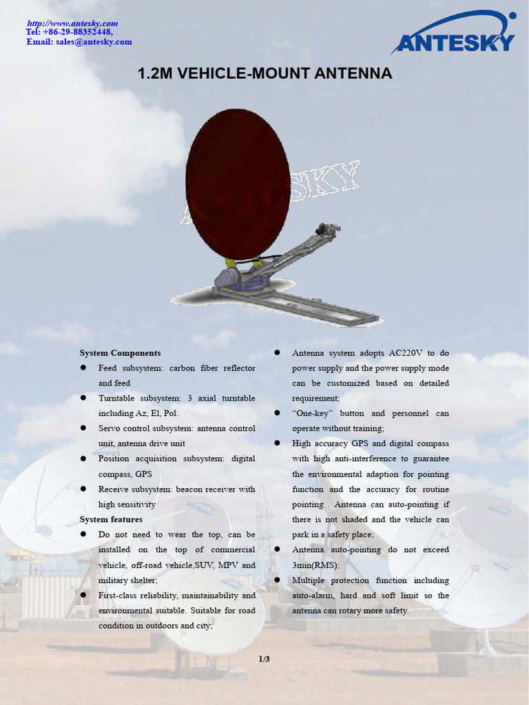 1.2M Vehicle Mount Antenna Datasheet | PDF | Antenna (Radio) | Waves