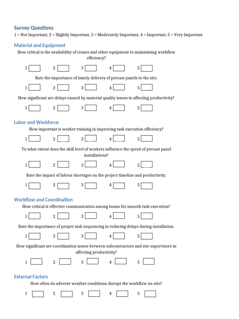 Survey on Construction Workflow Factors | PDF