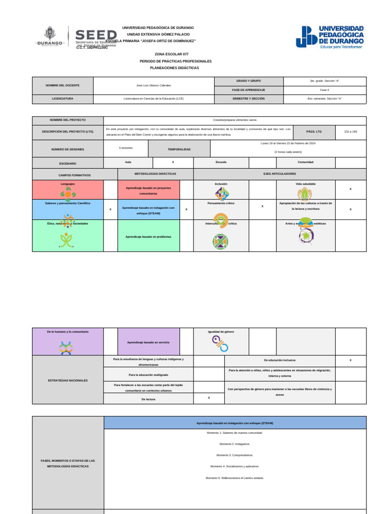 Proyecto de Alimentos Sanos Tercer Grado | PDF | Dieta saludable ...