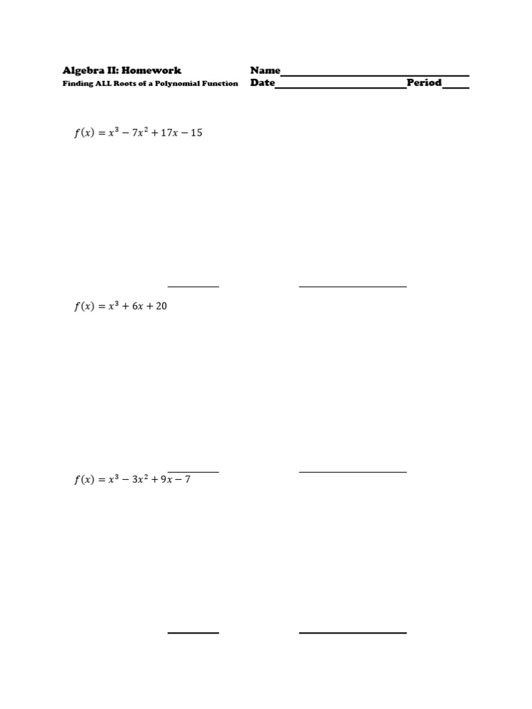 Polynomial Functions Homework 1 | PDF