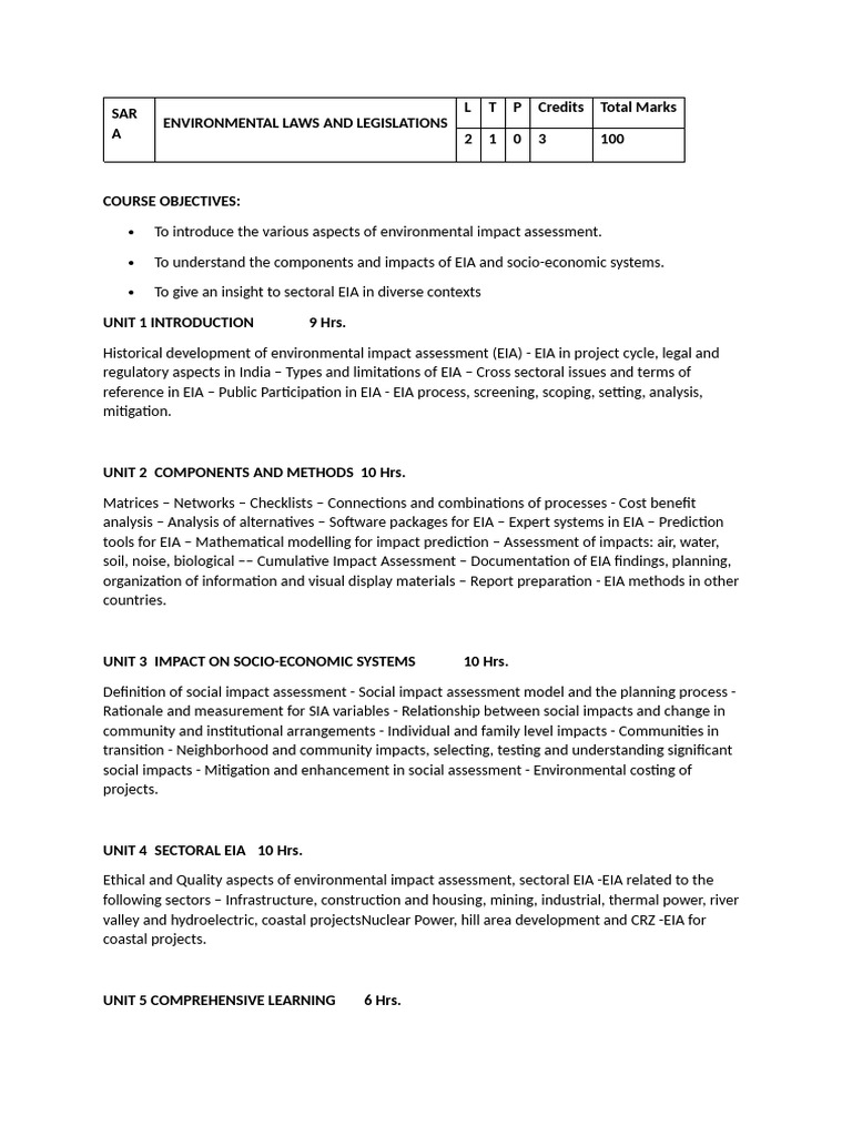 Environmental Impact Assessment Course | PDF | Environmental Impact ...